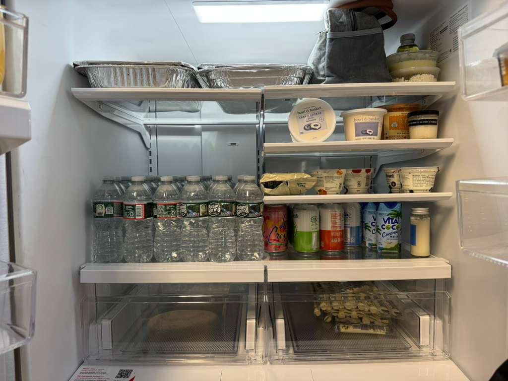 The new refrigerator stocked with food and drinks for teachers
