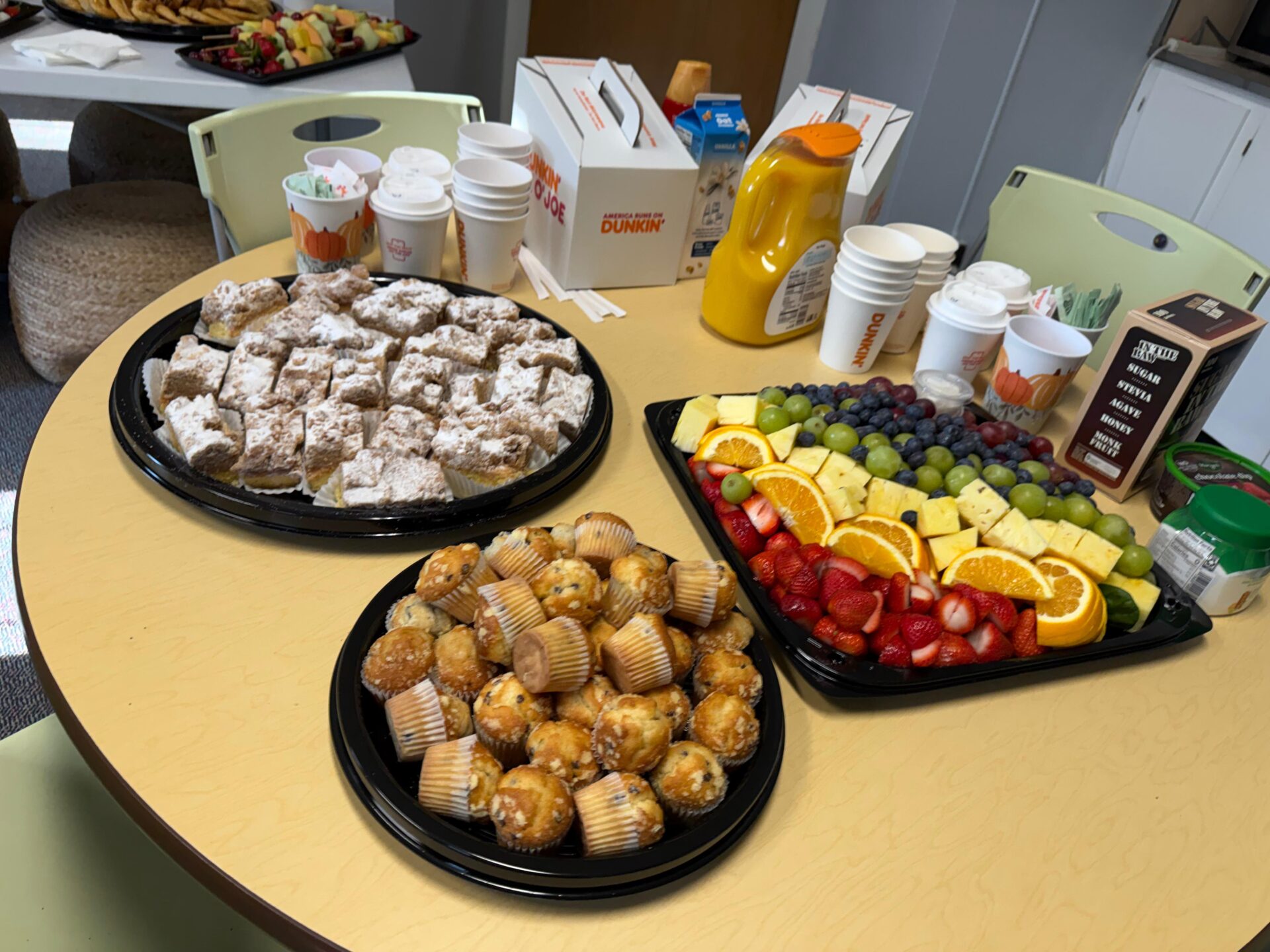 A spread of dishes for a teacher appreciation lunch